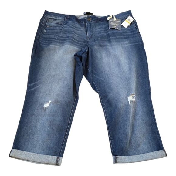 Democracy "Ab"solution® Blue Ankle Skimmer Distressed‎ Jean Plus Size 24 W New - Picture 5 of 15